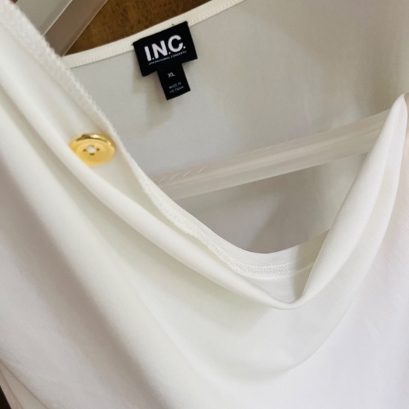 I.N.C. International Concepts White Womens  Asymmetrical Shoulder Draping Top XL - Picture 11 of 15
